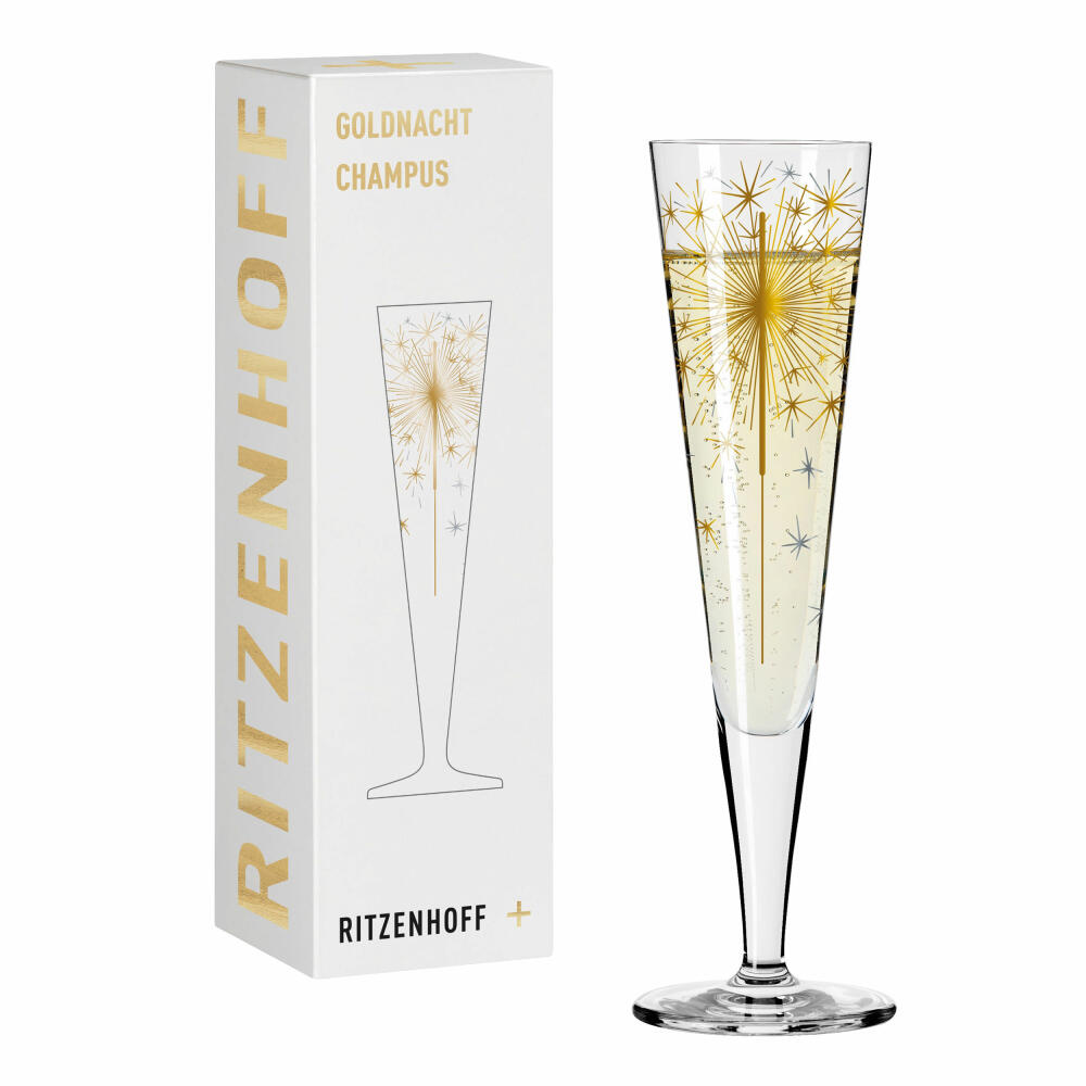 Ritzenhoff champagne glass Goldnacht Champagne 005, Petra Mohr, crystal glass, 205 ml, 1078268