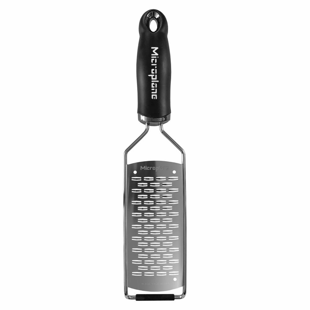 Microplane Gourmet 2-Way Grater, Strip Cutter, Grater, Stainless Steel, Plastic, Black, 45002