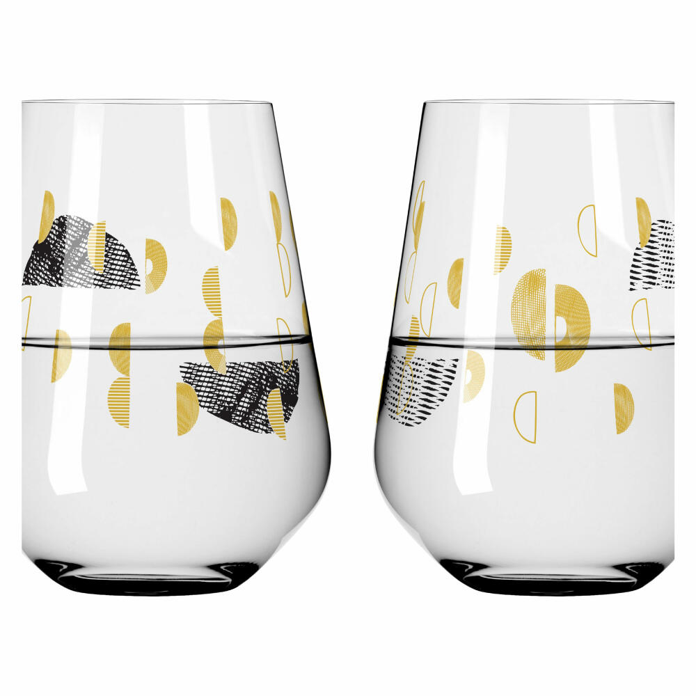 Ritzenhoff water glass set of 2 Sagengold 002, Maike Schönebeck, crystal glass, 540 ml, 3421002