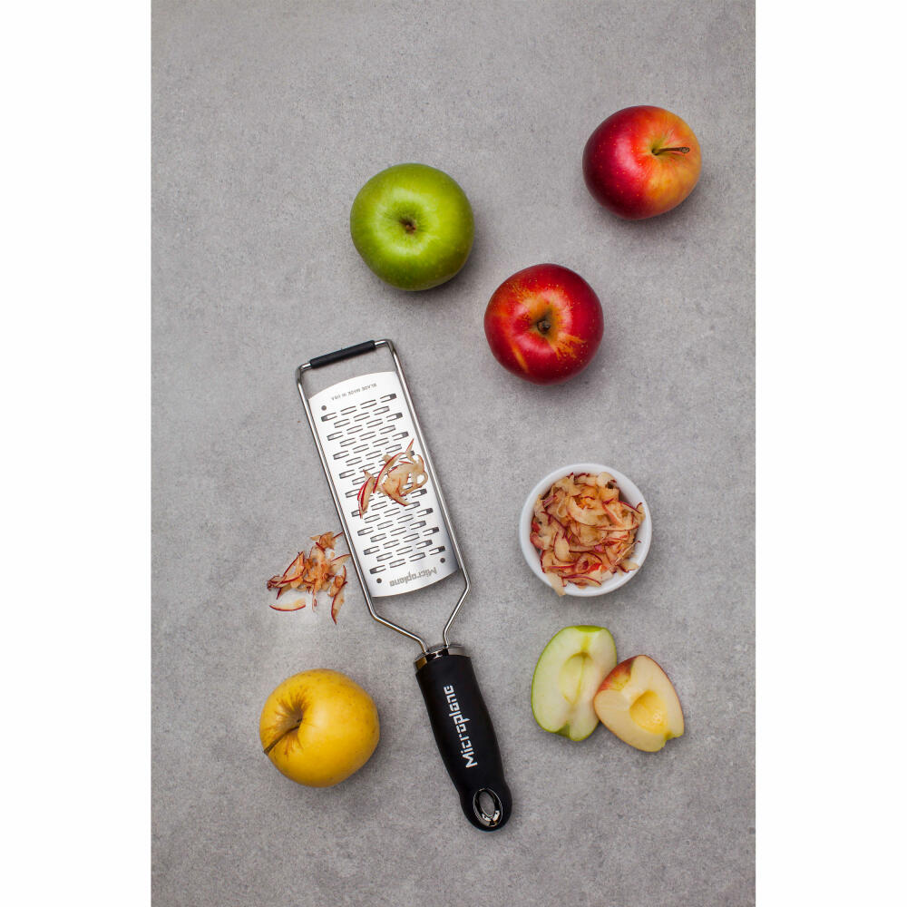 Microplane Gourmet 2-Way Grater, Strip Cutter, Grater, Stainless Steel, Plastic, Black, 45002