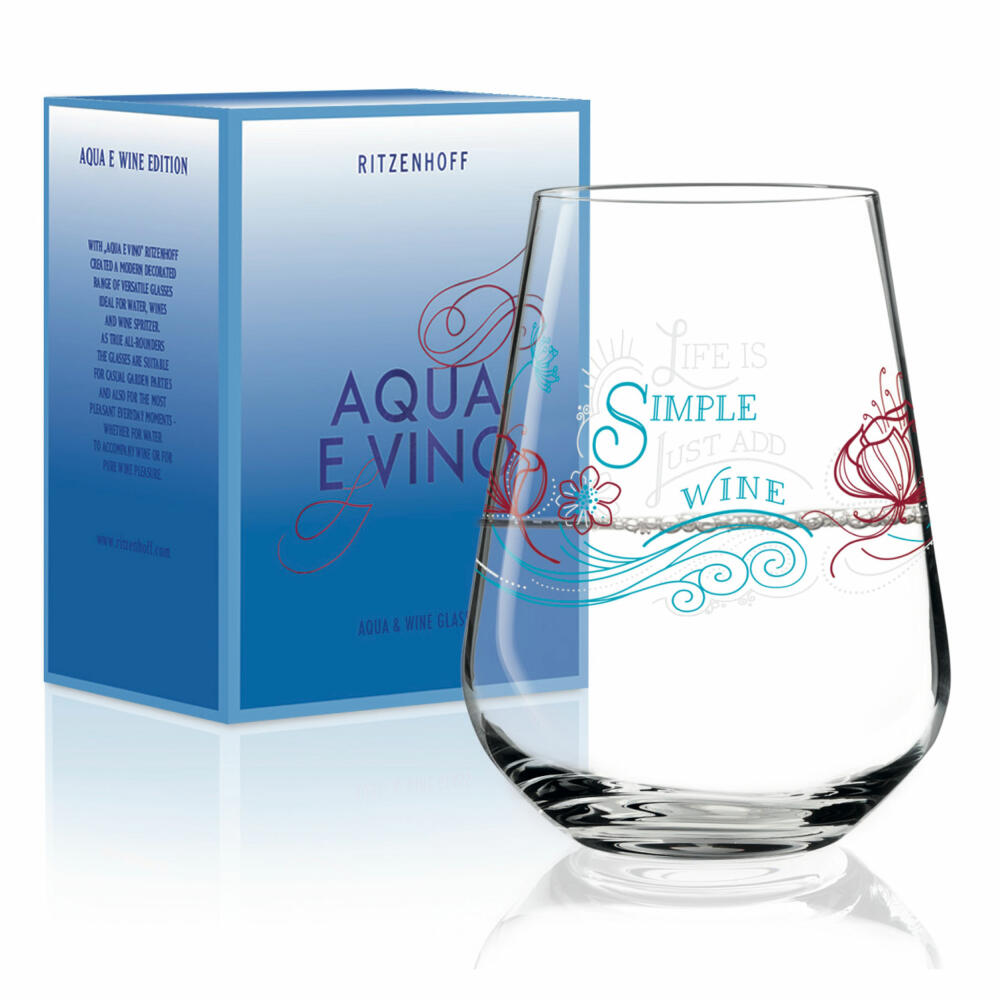 Ritzenhoff Aqua e Vino design water and wine glass, set of 2, wine goblet, wine cup, wine spritzer drinking glass, Natalia Yablunovska, autumn 2018, crystal glass, 0.5 L