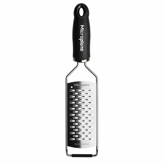 Microplane Gourmet 2-Way Grater, Strip Cutter, Grater, Stainless Steel, Plastic, Black, 45002