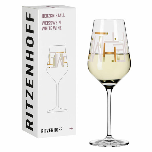 Ritzenhoff white wine glass Herzkristall 010, Chistine Kordes, crystal glass, 380 ml, 3011010