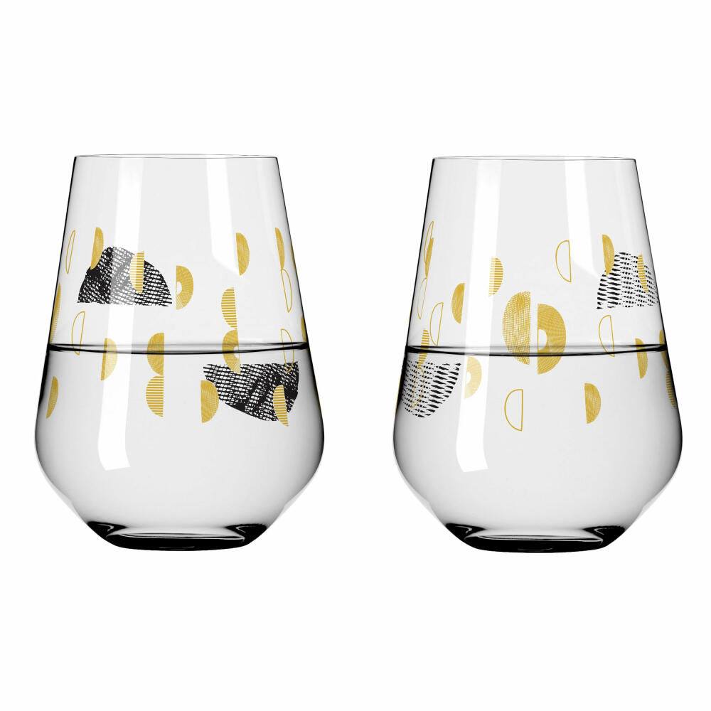 Ritzenhoff water glass set of 2 Sagengold 002, Maike Schönebeck, crystal glass, 540 ml, 3421002