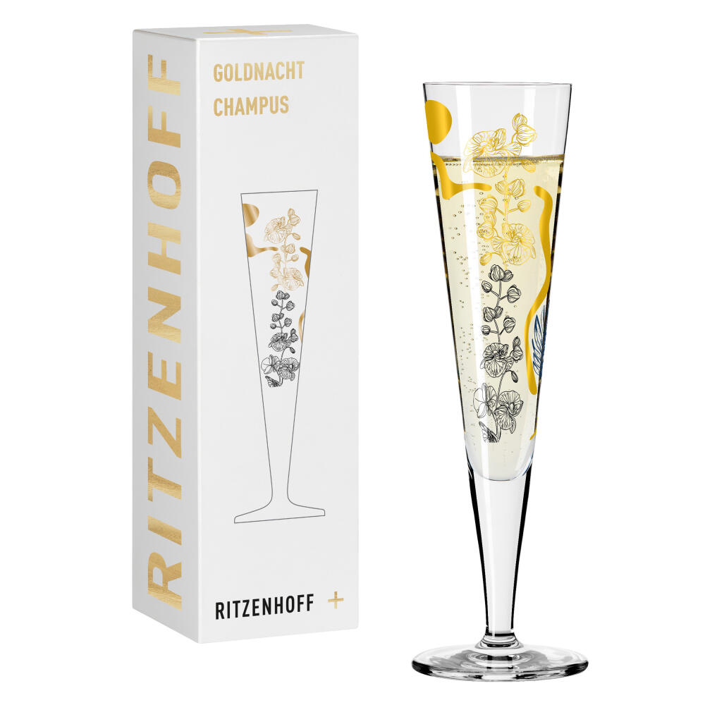 Ritzenhoff champagne glass Goldnacht 038, Concetta Lorenzo, crystal glass, 205 ml, 1071038