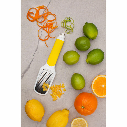 Microplane Zitrusreibe Multi, Küchenreibe für Zitrusfrüchte, Zester, Edelstahl, Kunststoff, Gelb, 34620