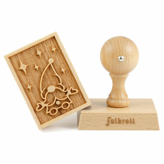 Folkroll motif cookie stamp gnome, 70x50 mm, cookie stamp, baking stamp, biscuit, stamp, beech wood, 231136