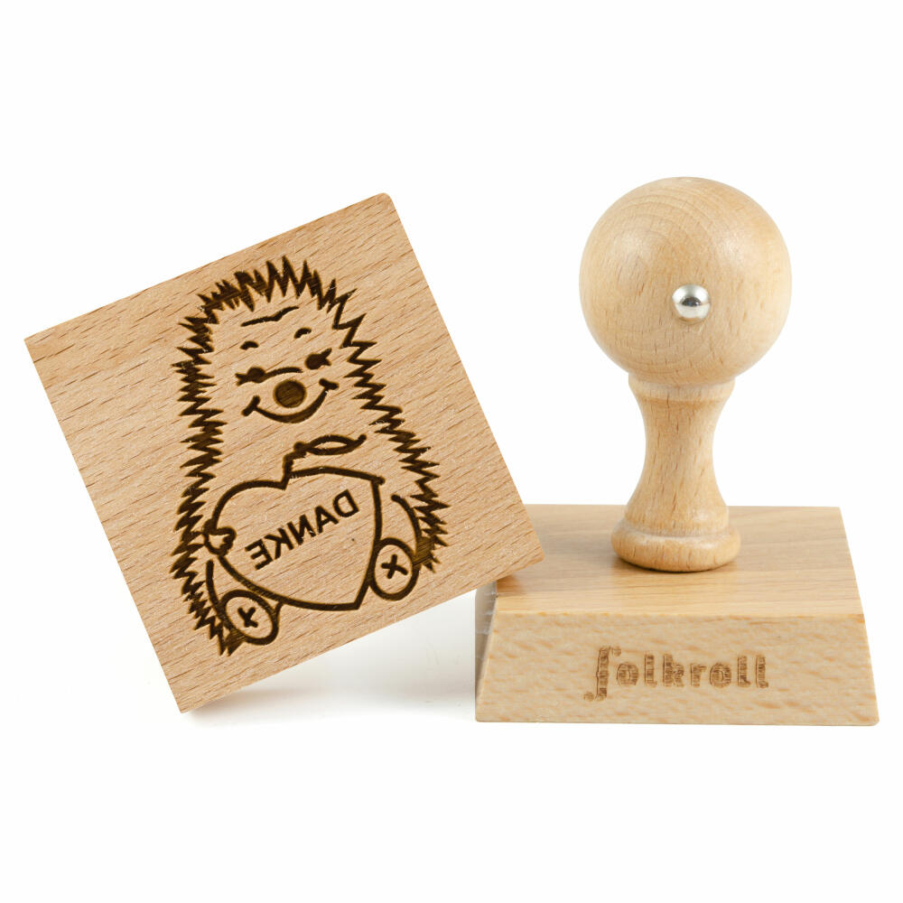 Folkroll motif cookie stamp Thank you, 55x55 mm, cookie stamp, baking stamp, biscuit, stamp, beech wood, 231211