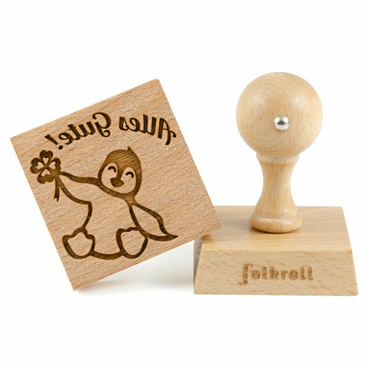 Folkroll motif cookie stamp Alles Gute, 55x55 mm, cookie stamp, baking stamp, biscuit, stamp, beech wood, 231204