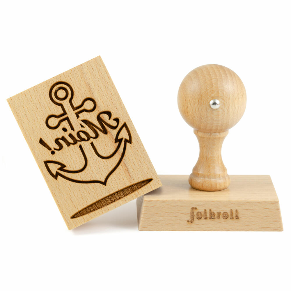 Folkroll motif cookie stamp Moin, 70x50 mm, cookie stamp, baking stamp, biscuit, stamp, beech wood, 231174