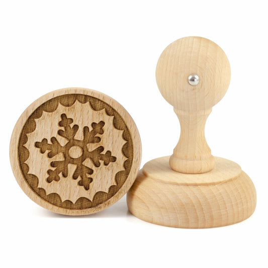 Folkroll motif cookie stamp snowflake, Ø 60 mm, cookie stamp, baking stamp, biscuit, stamp, beech wood, 231228