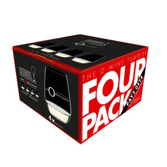 Riedel O Wine Tumbler Riesling, 4er Set, Weinglas, Weißweinglas, Weißwein Glas, Kristallglas, 375 ml, 7414/15