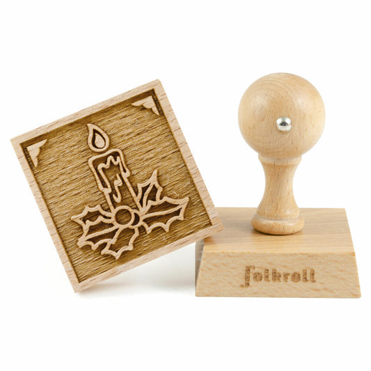 Folkroll motif cookie stamp Advent candle, 55x55 mm, cookie stamp, baking stamp, biscuit, stamp, beech wood, 231181