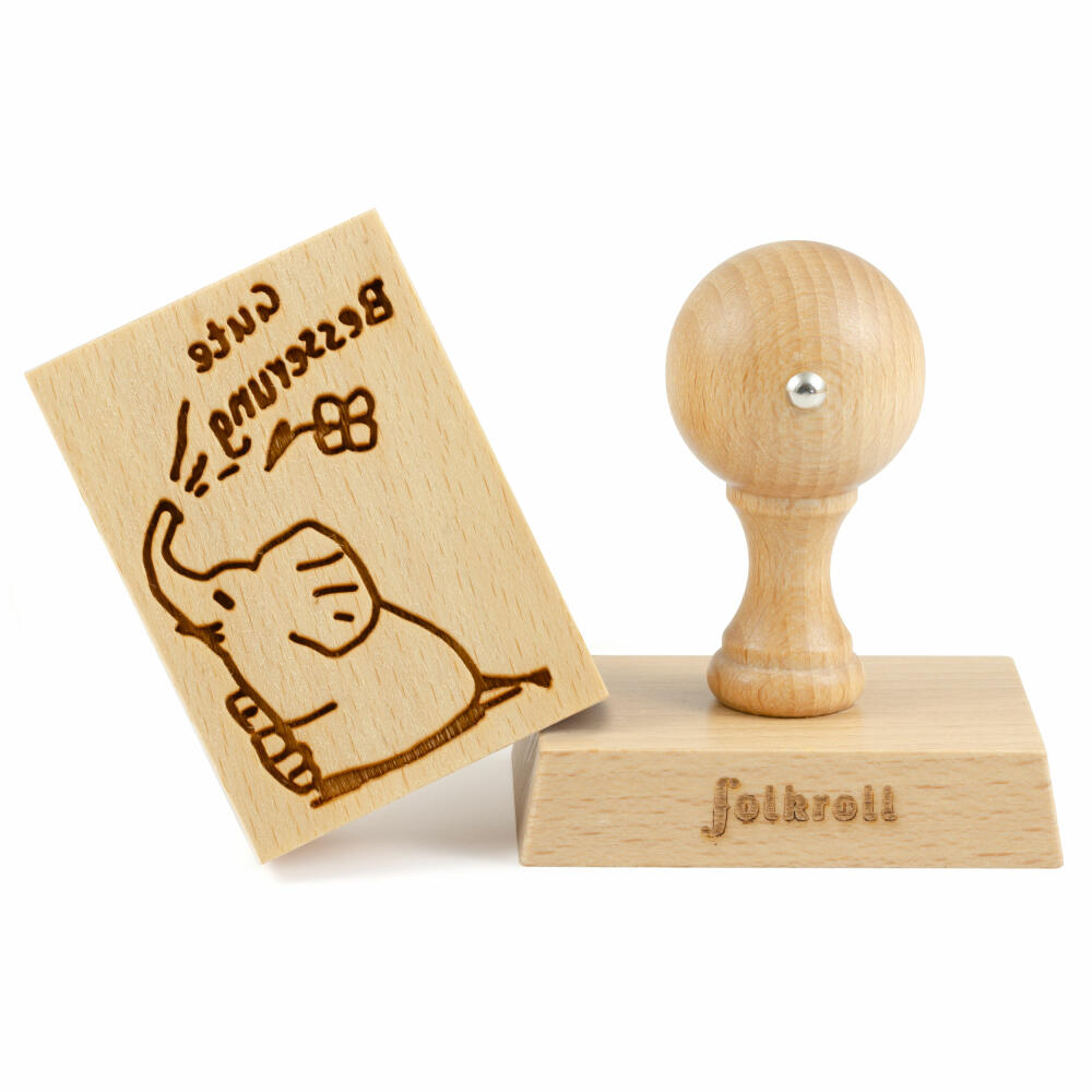 Folkroll motif cookie stamp get well soon, 70x50 mm, cookie stamp, baking stamp, biscuit, stamp, beech wood, 231167