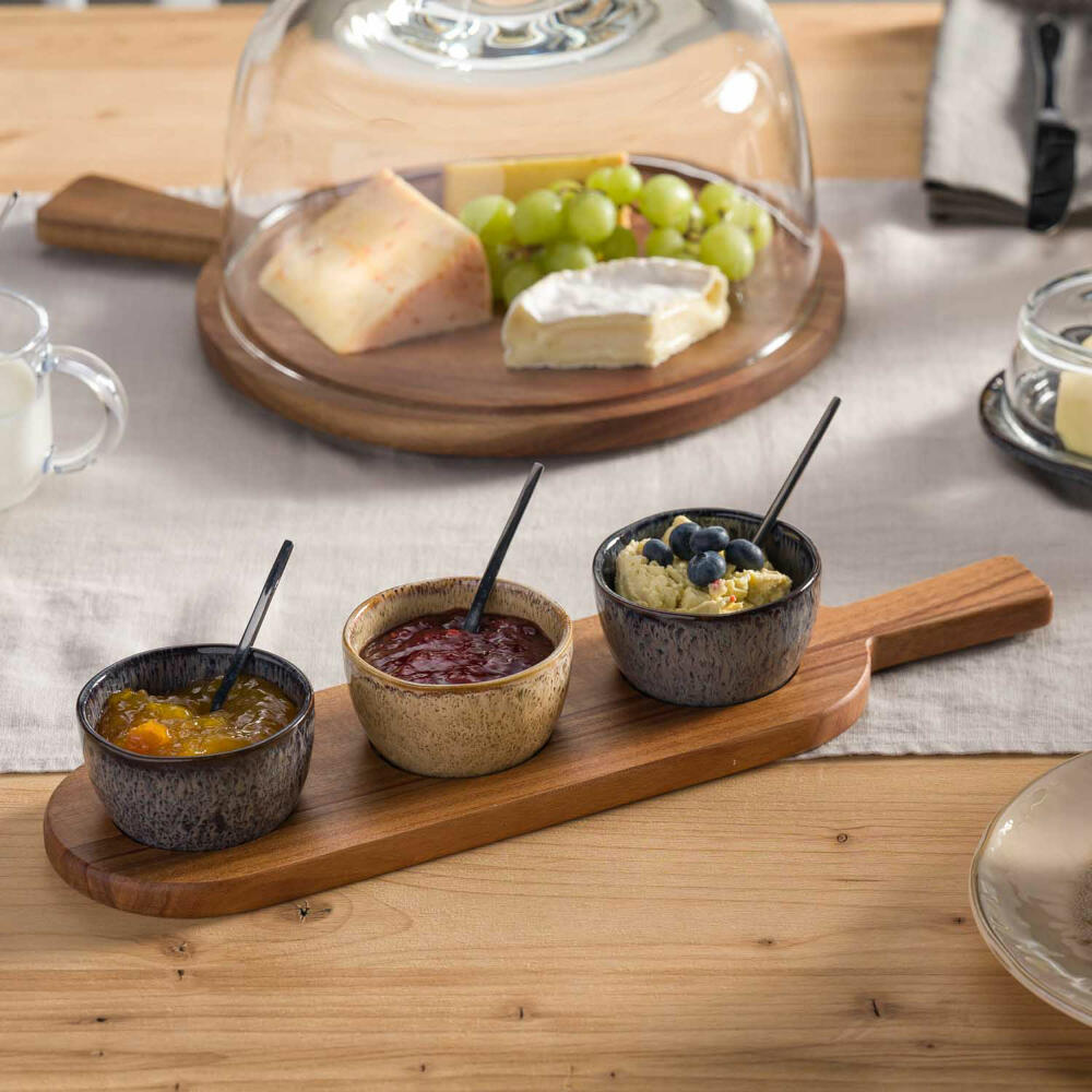 Leonardo serving board for dip bowls Matera, tapas board, acacia wood, brown, 40 x 11 cm, 023082