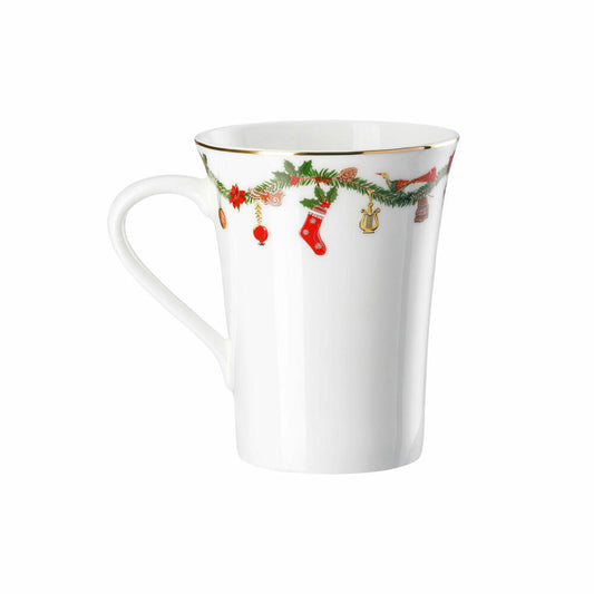 Hutschenreuther Nora Becher mit Henkel, Weihnachtsdekor, Bone China, Christmas, 400 ml, 02048-726037-15505