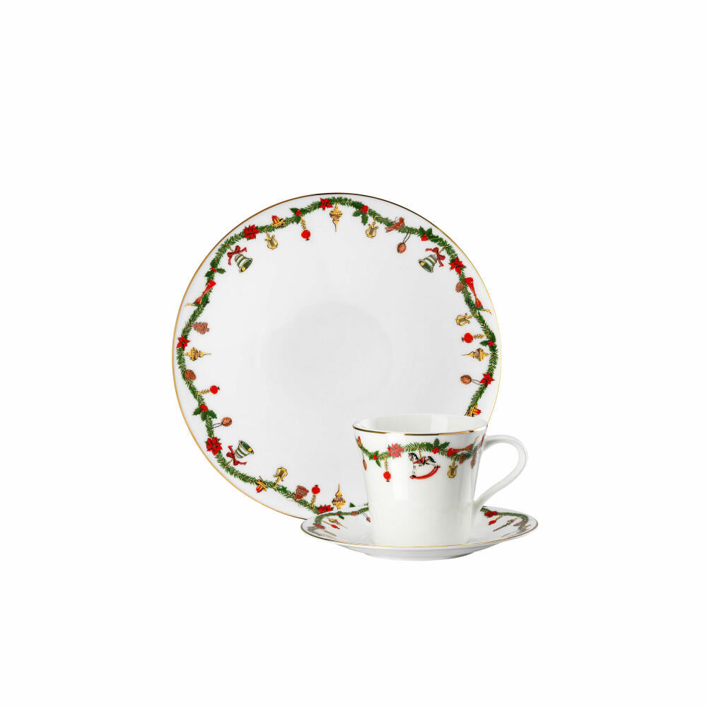 Hutschenreuther Nora Kaffeegedeck 3-tlg., Weihnachtsdekor, Bone China, Christmas, 02048-726037-28109