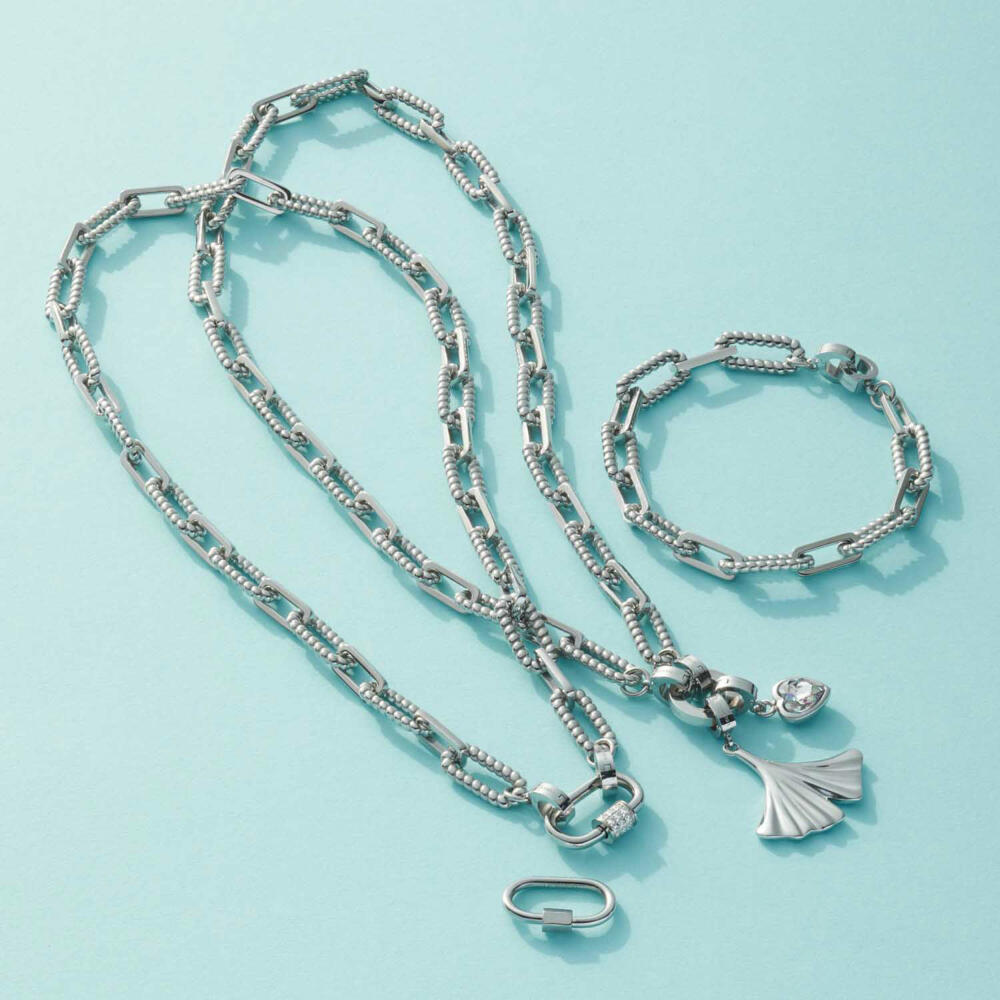 Leonardo Jewels Necklace Moni Clip&amp;Mix, Jewelry Chain, Stainless Steel, Silver, 43 cm, 023067