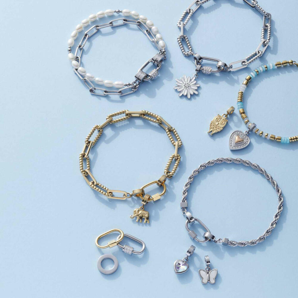 Leonardo Jewels Armband Moni Clip&Mix, Schmuckarmband, Edelstahl, Silber, 023068