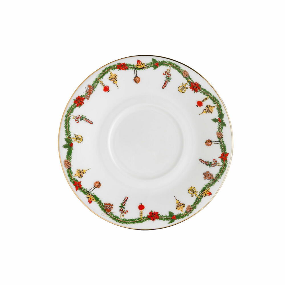 Hutschenreuther Nora Kombi-Untertasse, Weihnachtsdekor, Bone China, Christmas, 16 cm, 02048-726037-14771