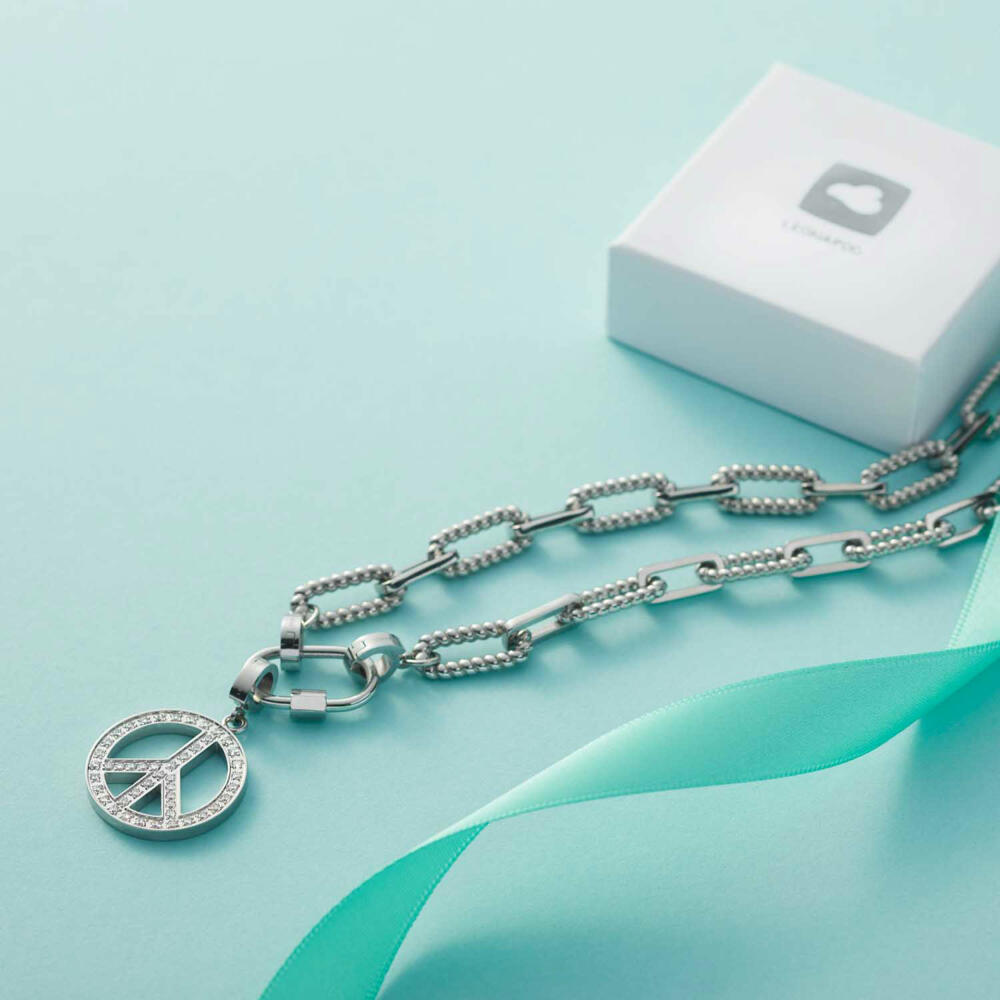 Leonardo Jewels Necklace Moni Clip&amp;Mix, Jewelry Chain, Stainless Steel, Silver, 43 cm, 023067