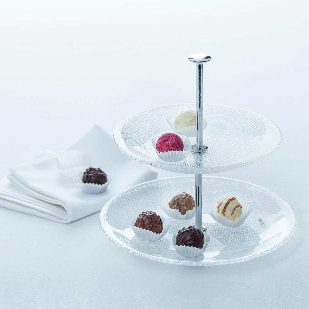 Leonardo Pralina mini cake stand, 2 pieces, serving plate, serving plate, glass, 024610