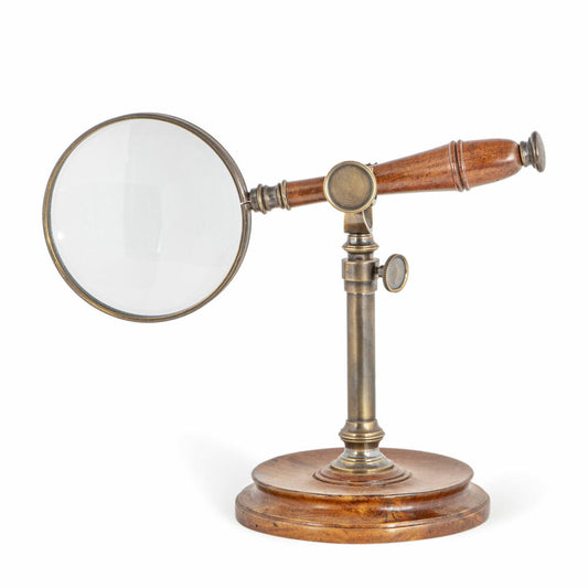 Authentic Models Bronzed Magnifying Glass with Stand, Magnifying Glass, Wood, Brass, Glass, AC099E