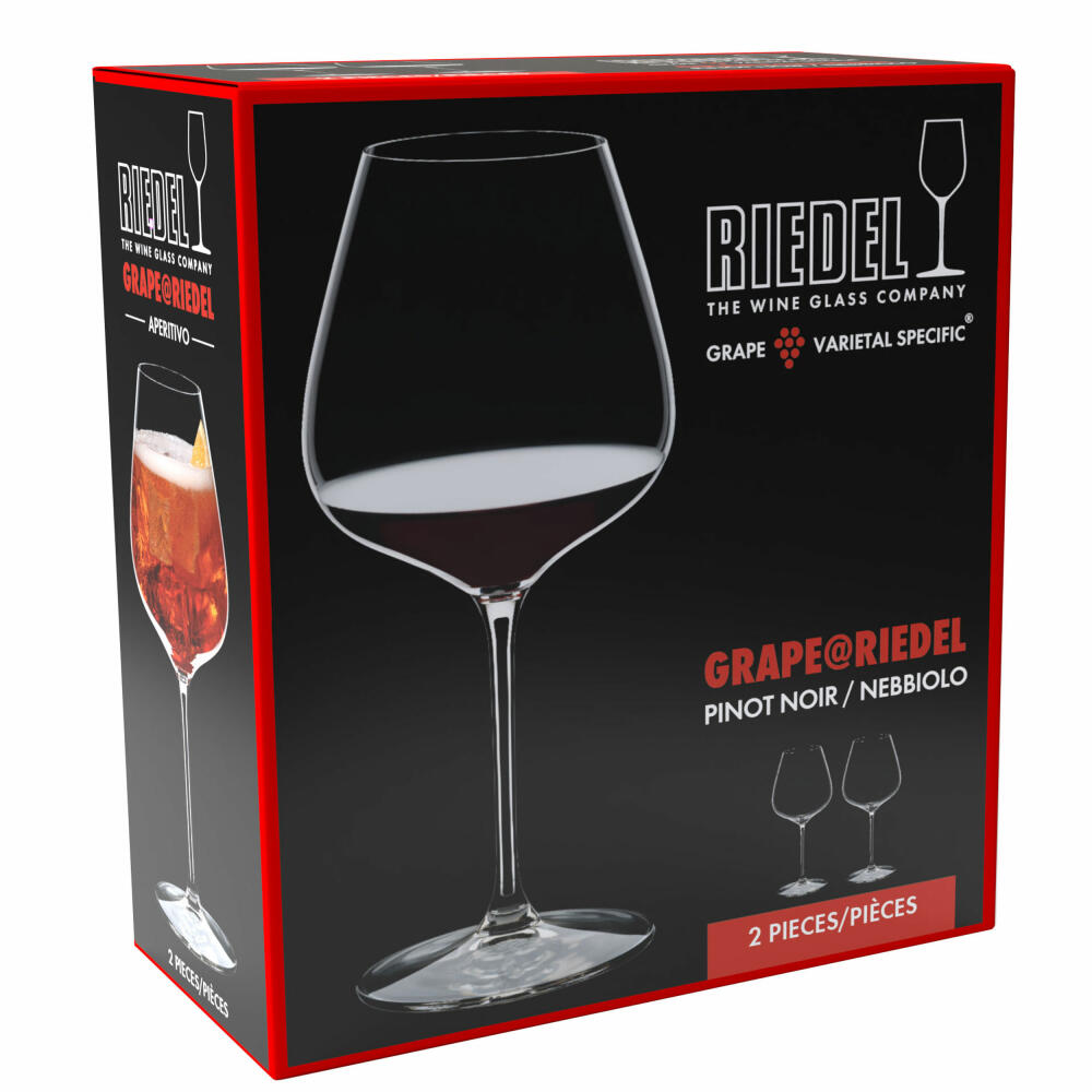 Riedel Glas Grape Pinot Noir Nebbiolo Aperetivo 2er Set, Weingläser, Kristallglas, 750 ml, 6424/07