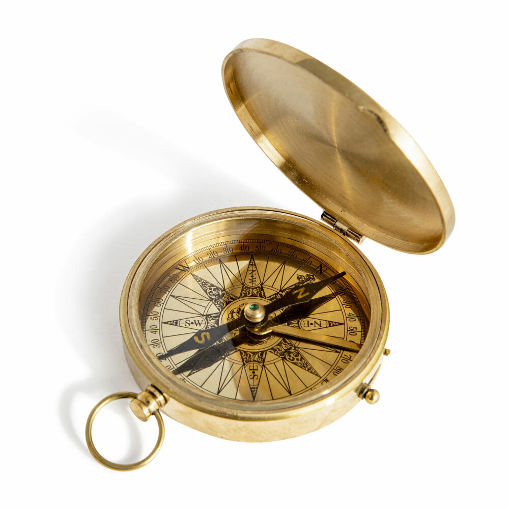 Authentic Models Compass Pocket Compass, Pocket Compass, Brass, Glass, CO003