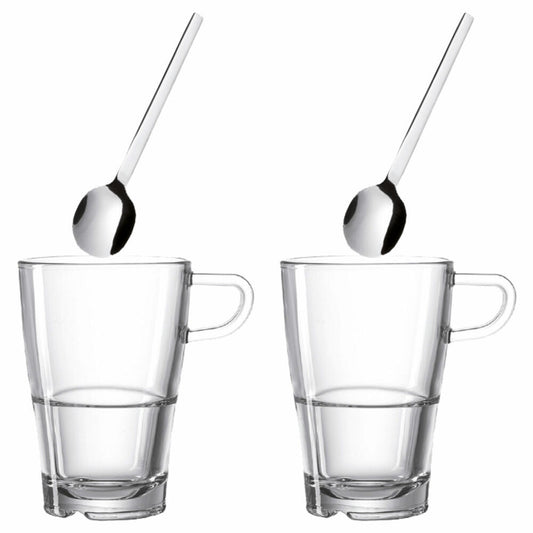 Leonardo Senso Latte Macchiato Cup Set, with Spoon 4-pcs., Coffee Mug, Coffee Cup, Coffee Mug, Stackable, Material Mix, 230 ml, 24024