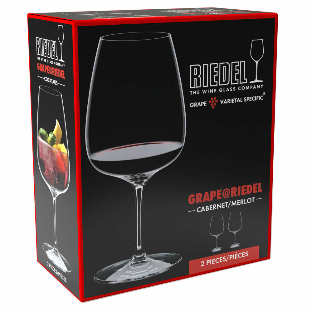 Riedel Glas Grape Cabernet Merlot Cocktails 2er Set, Weingläser, Kristallglas, 830 ml, 6424/0