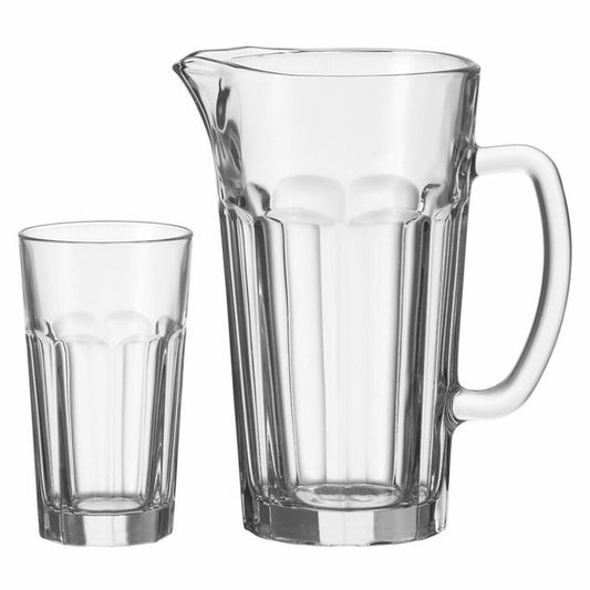 Leonardo Rock, 7-piece set, 6 large mugs &amp; jug, glass, 22499