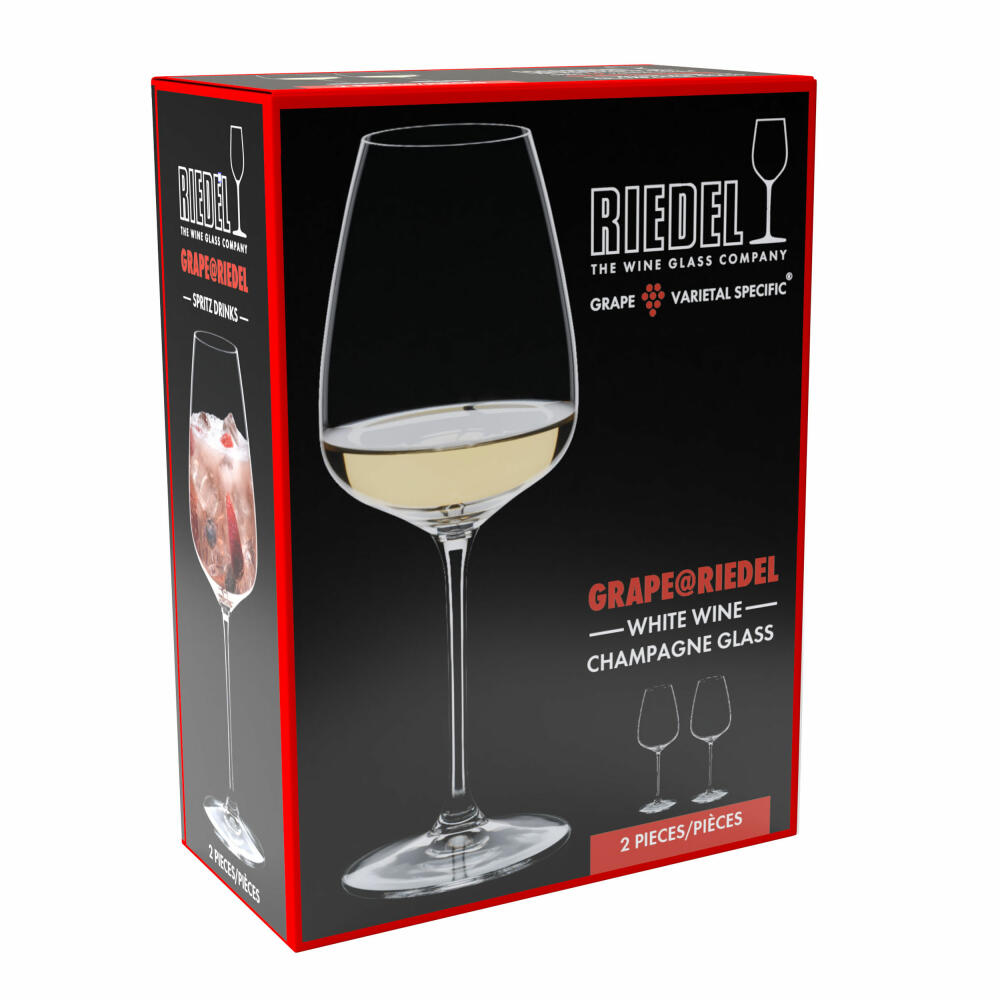 Riedel Glas Grape Weißwein Champagner Spritz 2er Set, Weingläser, Kristallglas, 550 ml, 6424/05