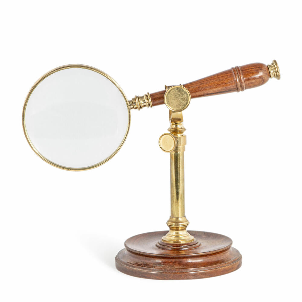 Authentic Models Magnifying Glass with Stand, Magnifying Glass, Wood, Brass, Glass, AC099A