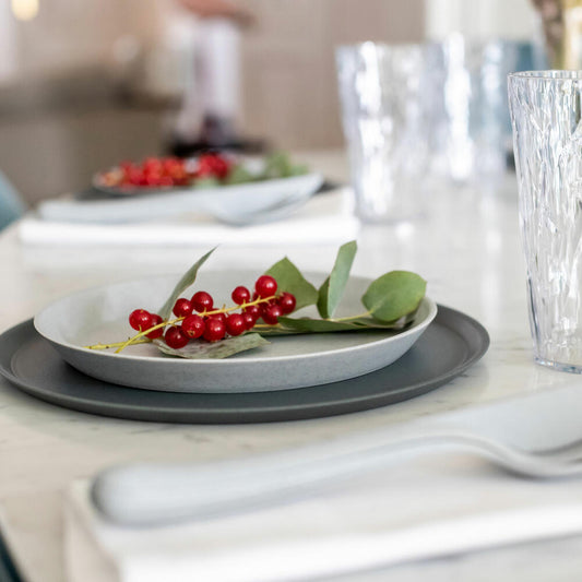 Koziol Kleiner Teller Connect, Speiseteller, Servierteller, Thermoplastischer Kunststoff, Organic Grey, 20,5 cm, 3100670