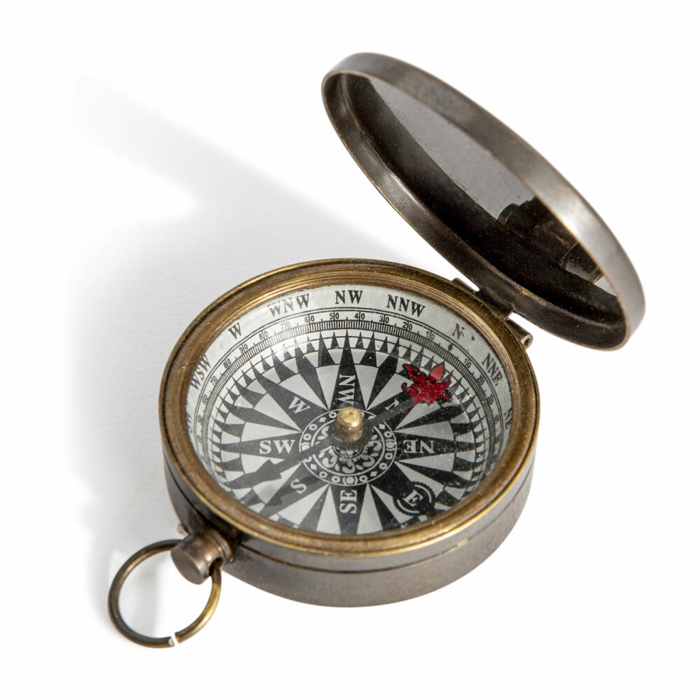 Authentic Models Compass Small Bronzed, Pocket Compass, Brass, Glass, CO002B
