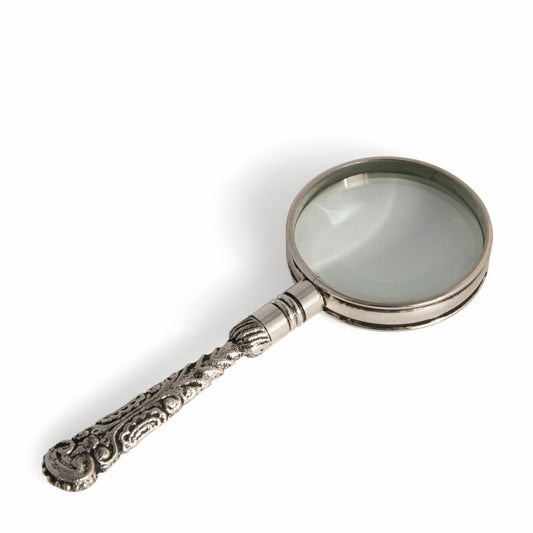 Authentic Models Magnifying Glass Rococo Silver, Reading Magnifier, Brass, Glass, AC114