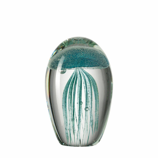 Leonardo La Baia Jellyfish, figurine, paperweight, handmade, glass, turquoise, 7x10.5 cm, 026023