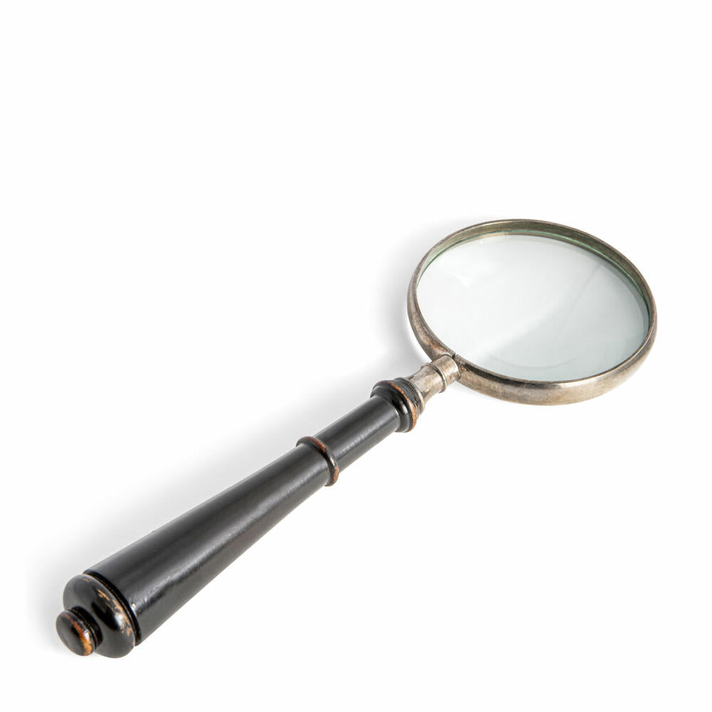 Authentic Models Magnifying Glass Readers Glass, Reading Magnifier, Wood, Brass, Glass, AC116