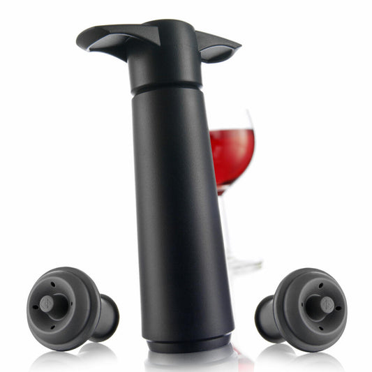 Vacu Vin Weinpumpe mit 2 Stopfen, Wine Saver, Vakuumpumpe, Kunststoff, Edelstahl, Schwarz, Grau, 09814606
