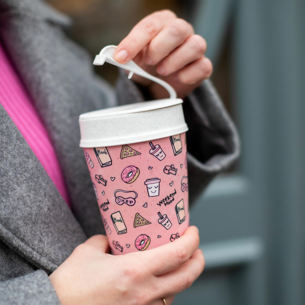 Koziol Thermobecher Iso To Go Weekend, Isolierbecher, Kunststoff, Strawberry Ice Cream, 400 ml, 8000697