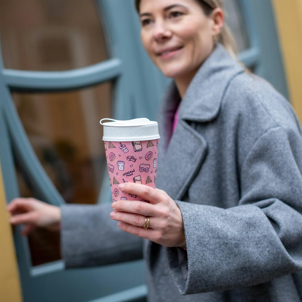 Koziol Thermobecher Iso To Go Weekend, Isolierbecher, Kunststoff, Strawberry Ice Cream, 400 ml, 8000697