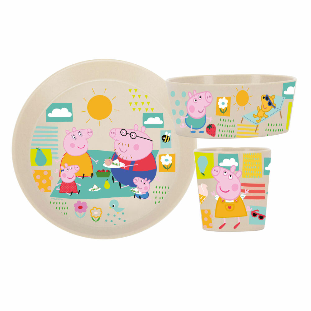 Koziol Kindergeschirrset Connect Peppa Pig 3-tlg., Teller, Becher, Schale, Kunststoff, Organic Sand, 8049713