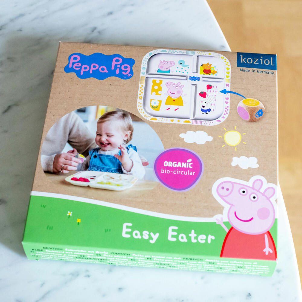 Koziol Esslernteller Easy Eater Peppa Pig mit Würfel, Kinderteller, Kunststoff, Cloud White, 21.3 cm, 8053717