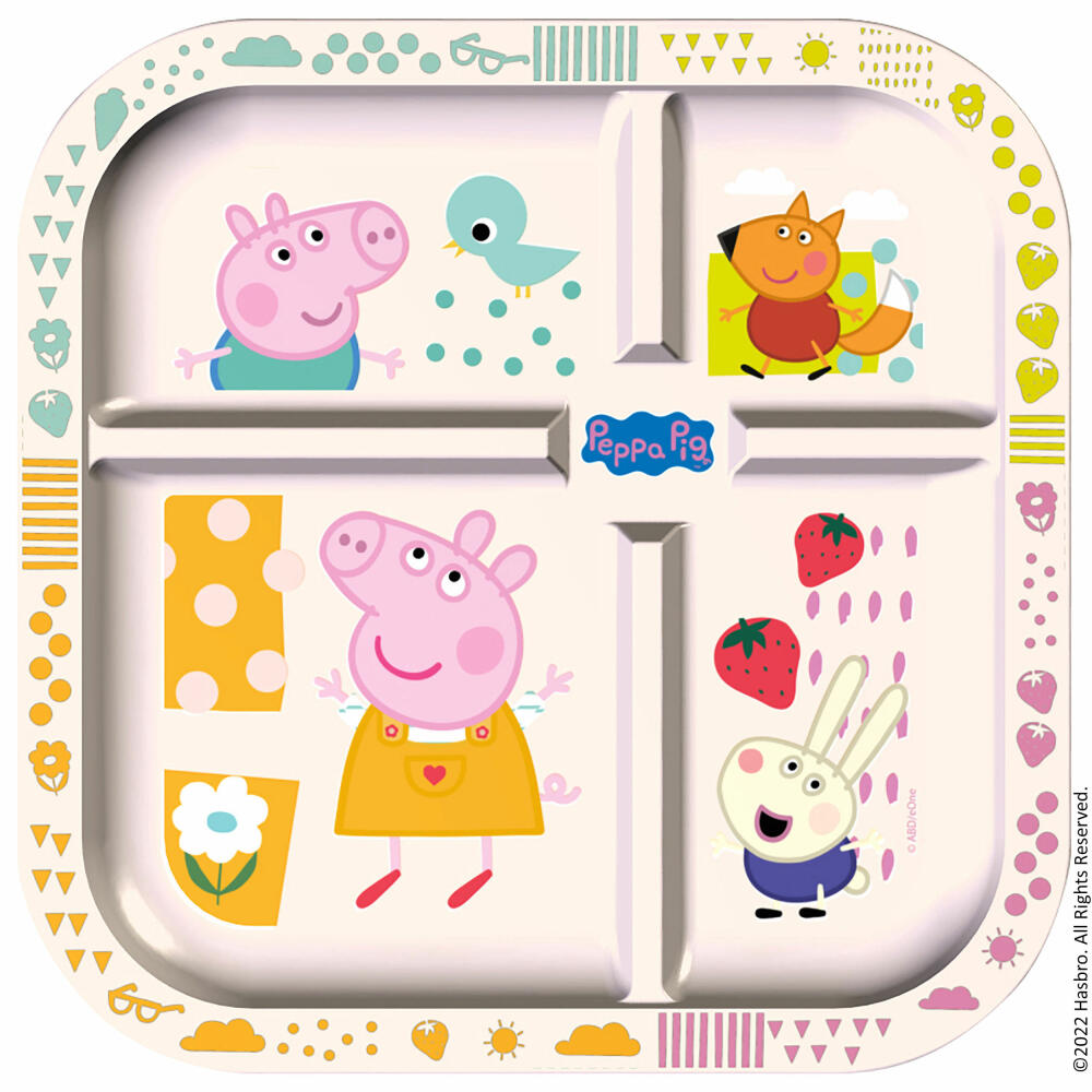 Koziol Esslernteller Easy Eater Peppa Pig mit Würfel, Kinderteller, Kunststoff, Cloud White, 21.3 cm, 8053717