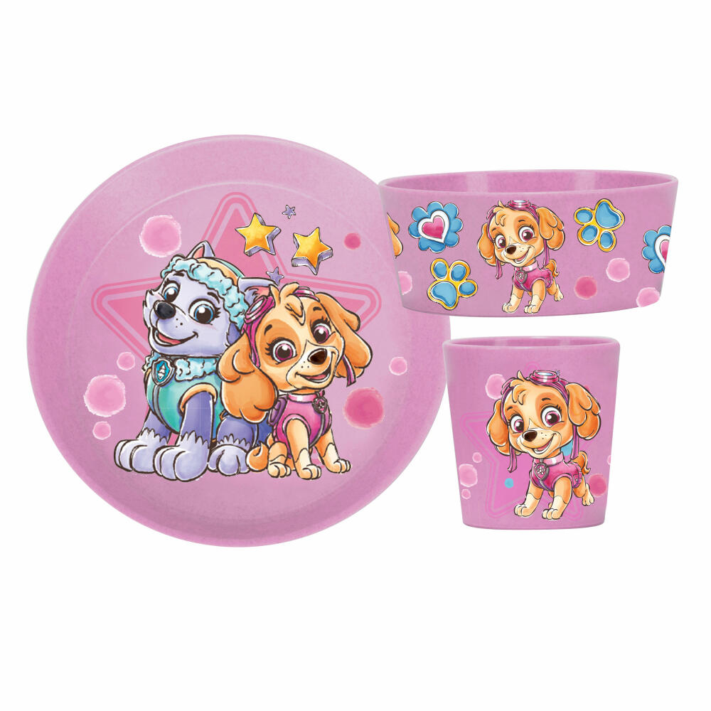 Koziol Kindergeschirrset Connect Paw Patrol 3-tlg., Teller, Becher, Schale, Kunststoff, Organic Pink, 8042715