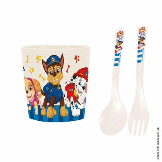 Koziol Becher-Besteck-Set Easy Eater Paw Patrol 3-tlg., Kindergeschirr, Besteck, Kunststoff, Cloud White, 8054717