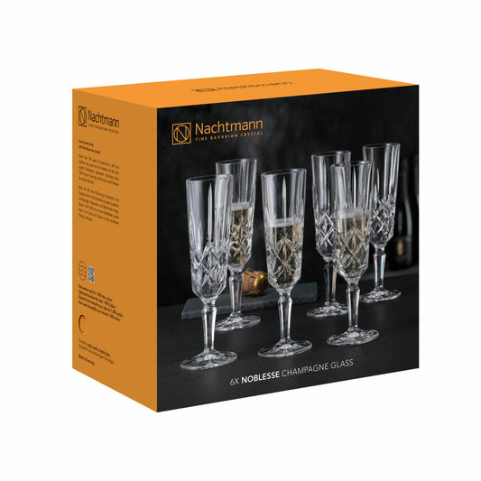 Nachtmann Champagnerglas-Set Noblesse 6-tlg., Sektgläser, Kristallglas, Klar, 151 ml, 104896