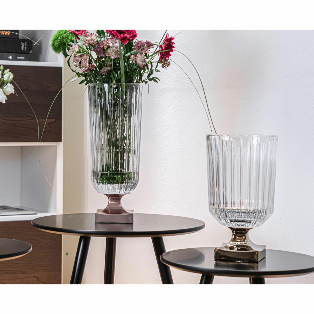 Nachtmann Vase Minerva Platinum on foot, crystal glass, clear / platinum, 40 cm, 104165