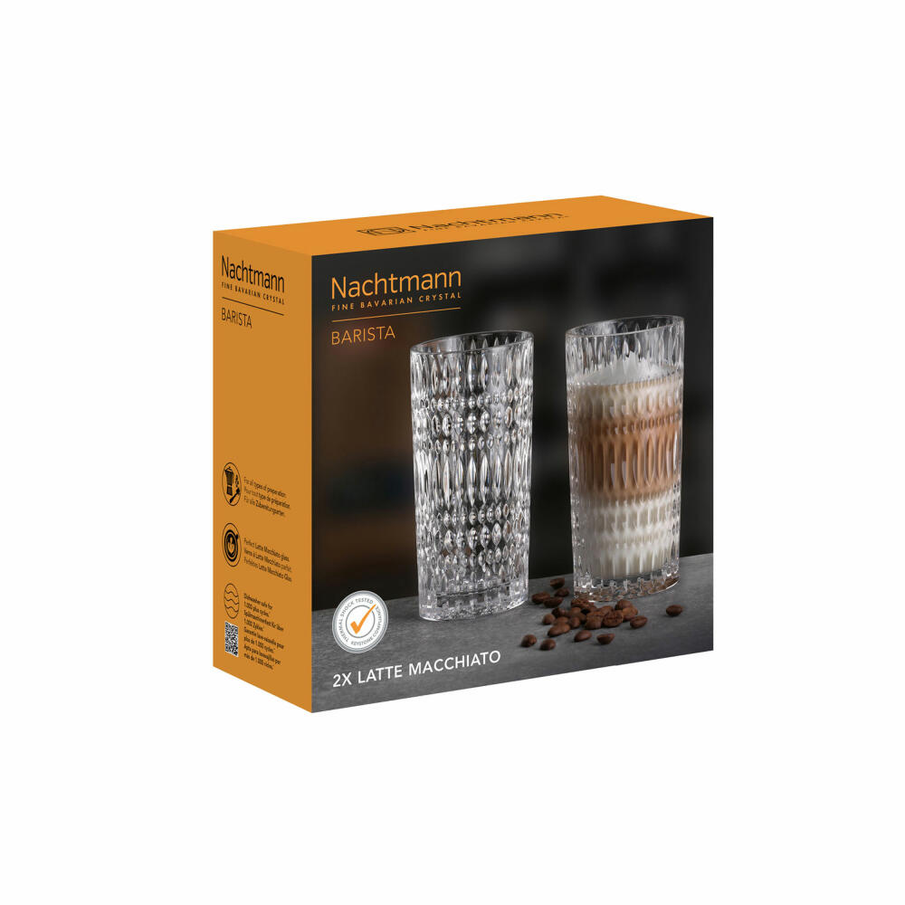 Nachtmann Latte Macchiato Glasses Set of 2 Ethno Barista, Crystal Glass, Clear, 422 ml, 104903